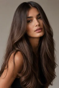 3. Soft Mocha Brown for a Balanced Brunette Finish