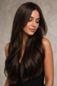 1. Natural Chocolate Brown for Long Glossy Hair