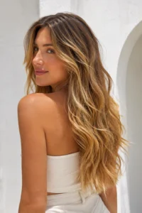 2. Golden Blonde Balayage for a Sunlit Finish