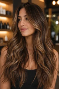 18. Praline Caramel Highlights With Beige-Golden Depth