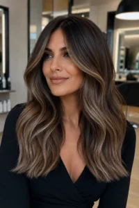 16. Taupe Caramel Highlights on Cool Brown Hair