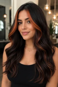 20. Platinum Front Highlights on Black Hair