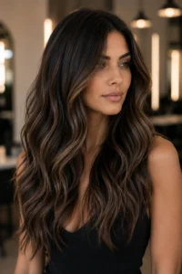 18. Cool Sand Balayage on Dark Brunette Hair