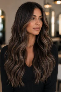 17. Greige Brunette Balayage With Muted Dimension