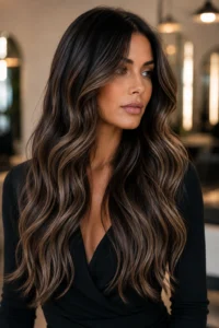 13. Mushroom Brown Balayage With Beige Ribbons