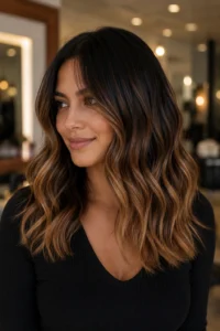 29. Mid-Length Balayage That Leaves the Roots Natural