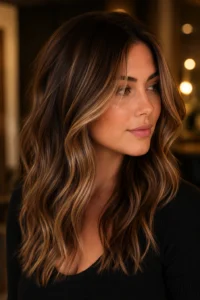 23. Face-Framing Balayage With a Natural Brown Base