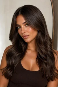 26. Glazed Mocha Brunette With a Polished Finish