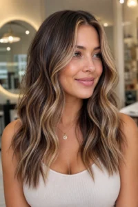 18. Soft Beige Ribbons Blended Into Natural Hair