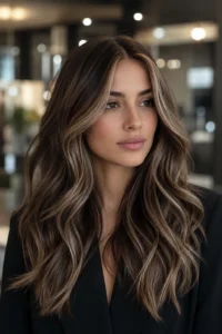12. Beige Brown Highlights on a Cool Brunette Base