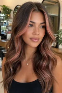 31. Rose Gold Face-Framing Highlights