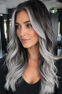 34. Silver Ribbons With Smoky Dark Roots