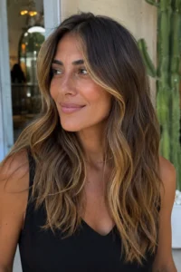 17. Natural Sun-Kissed Money Piece on Medium Brown Hair