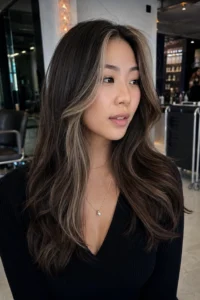 12. Beige Brown Money Piece on a Cool Brunette Base