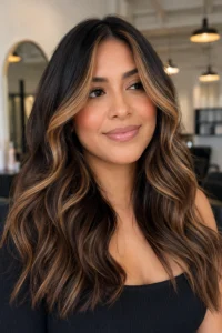 1. Icy Blonde Money Piece on Dark Brown Hair