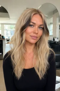 30. Reverse Money Piece With Dark Front Sections on Blonde Hair