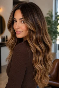 15. Toffee Balayage With Toasted Brown Depth