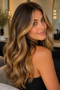 14. Honey Balayage With Golden Face-Framing Highlights