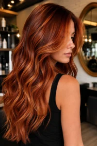 25. Copper Balayage With Fiery Ribbon Highlights