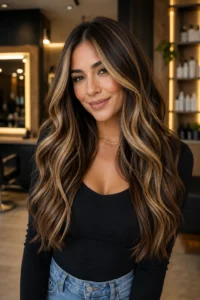 22. Chunky Caramel Highlights for High Contrast