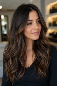 5. Soft Caramel Highlights on Natural Brunette Hair