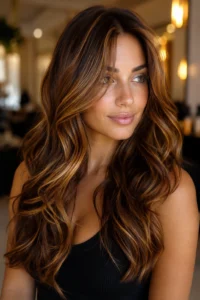4. Golden Caramel Highlights on Chestnut Brown Hair