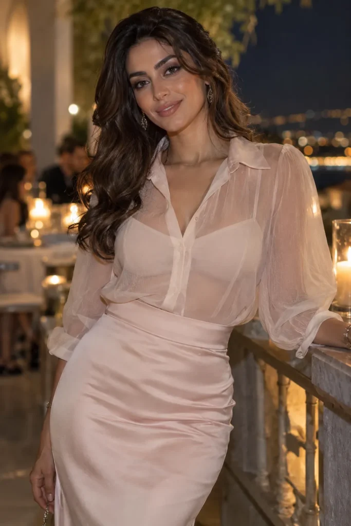 26. Sheer Blouse Over Cami