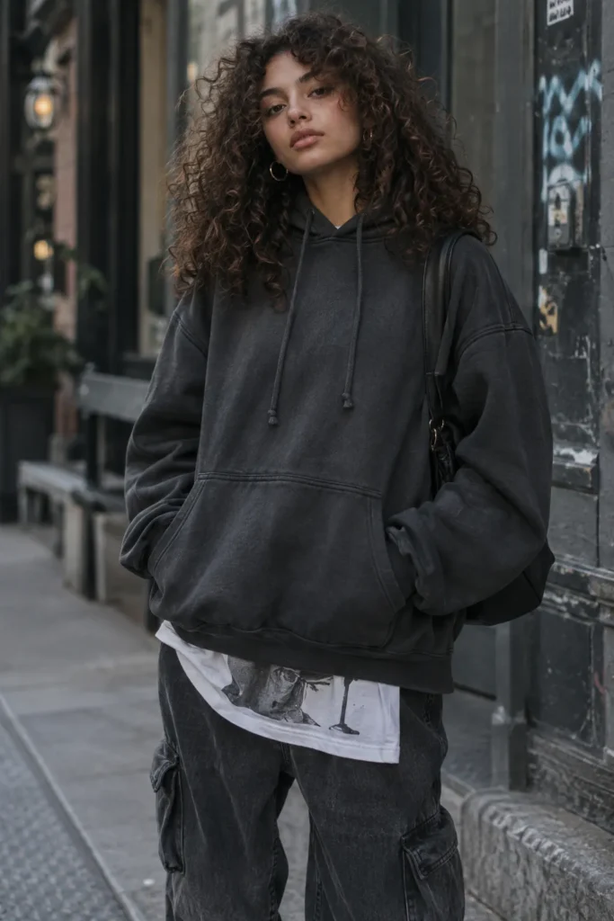 19. Graphic Tee Under Oversized Hoodie