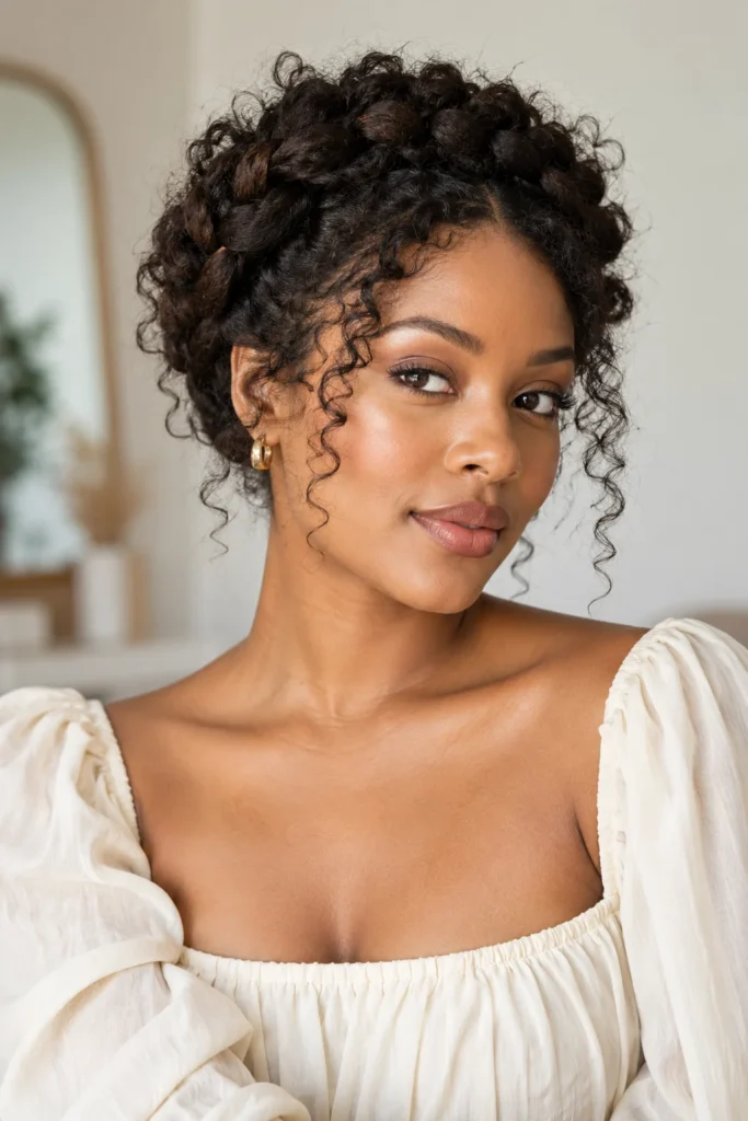 11. Halo Braid For Curly Hair