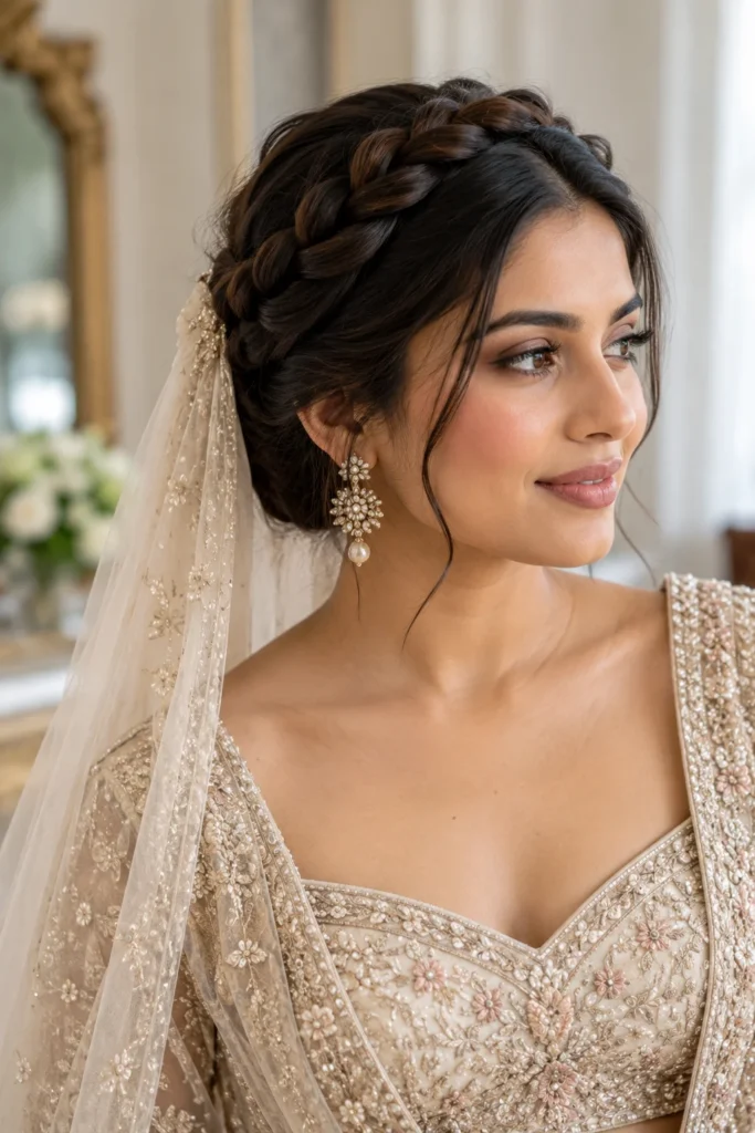 14. Halo Braid With Veil