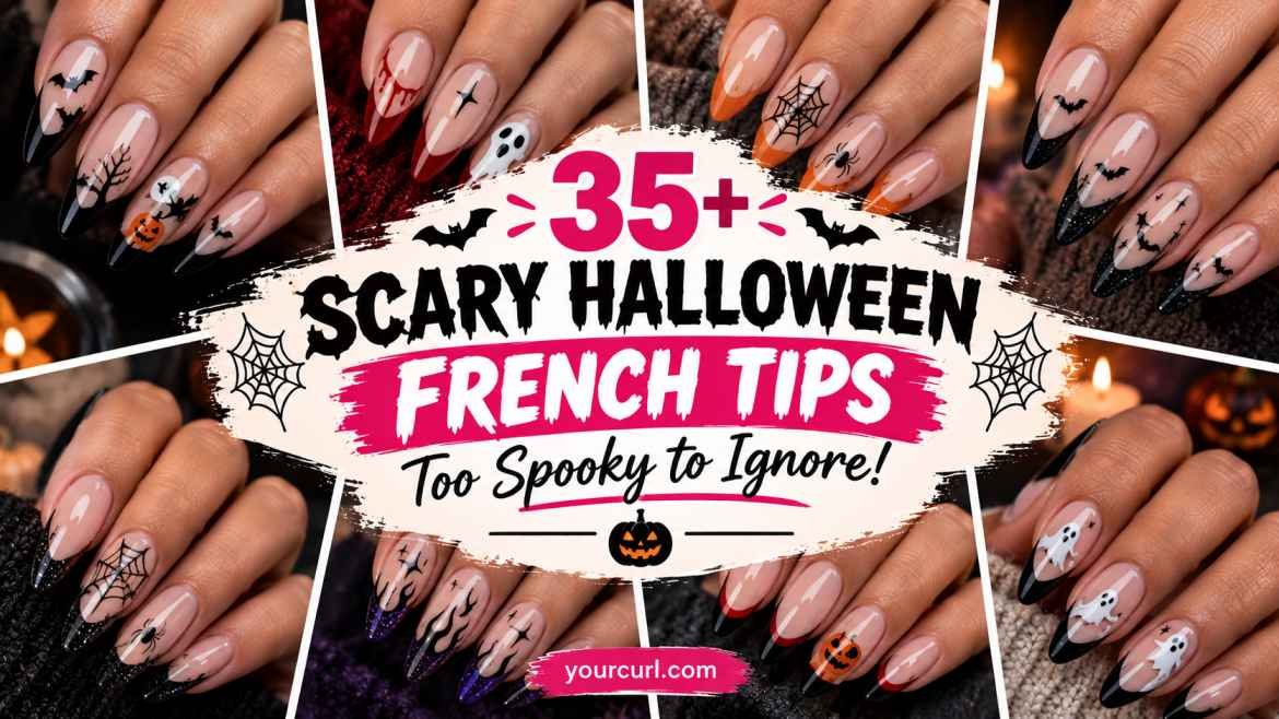 scary halloween french tips