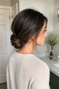 1. Low Bun medium-length updo