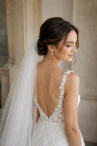 8. Classic Chignon With Veil