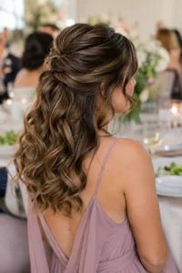23. Curled Half Up Half Down Updo