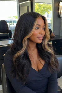 13. Money Piece Honey Blonde Highlights
