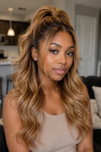 29. Honey Blonde Half Up Half Down