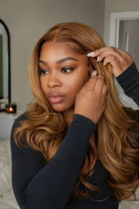 25. Honey Blonde Wig Styling