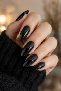 4. Matte To Chrome Black Nails