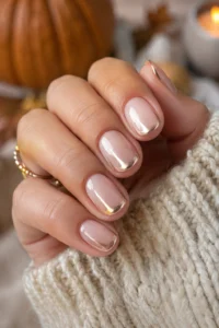 20. Short Round Chrome Nails