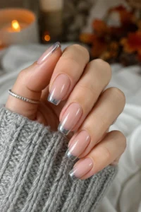 15. Grey Chrome French Tips