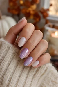 12. Lavender Chrome Accent Nails