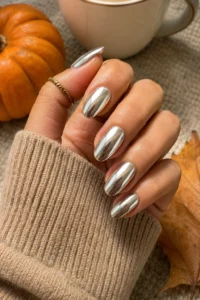 22. Press-On Chrome Nails
