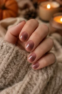 17. Short Oval Aura Nails