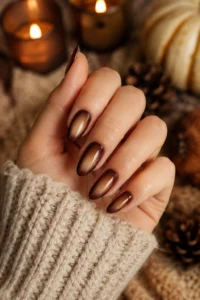 28. Chocolate Brown Aura Nails