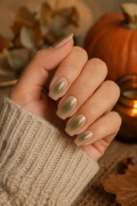 26. Olive Green Aura Nails