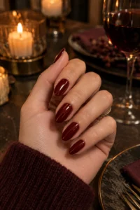 2. Deep Wine Red September Nail Ideas