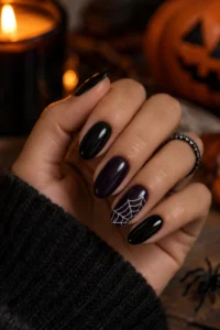 2. Single Spider Web Accent Nail