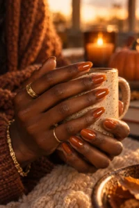 2. Burnt Orange Fall Nail Colors For Dark Skin