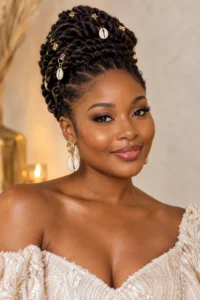 29. Twisted Updo With Shells