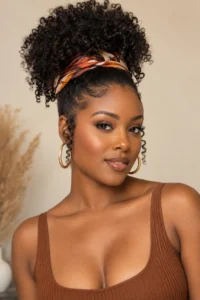 27. Curly High Puff With Accessories